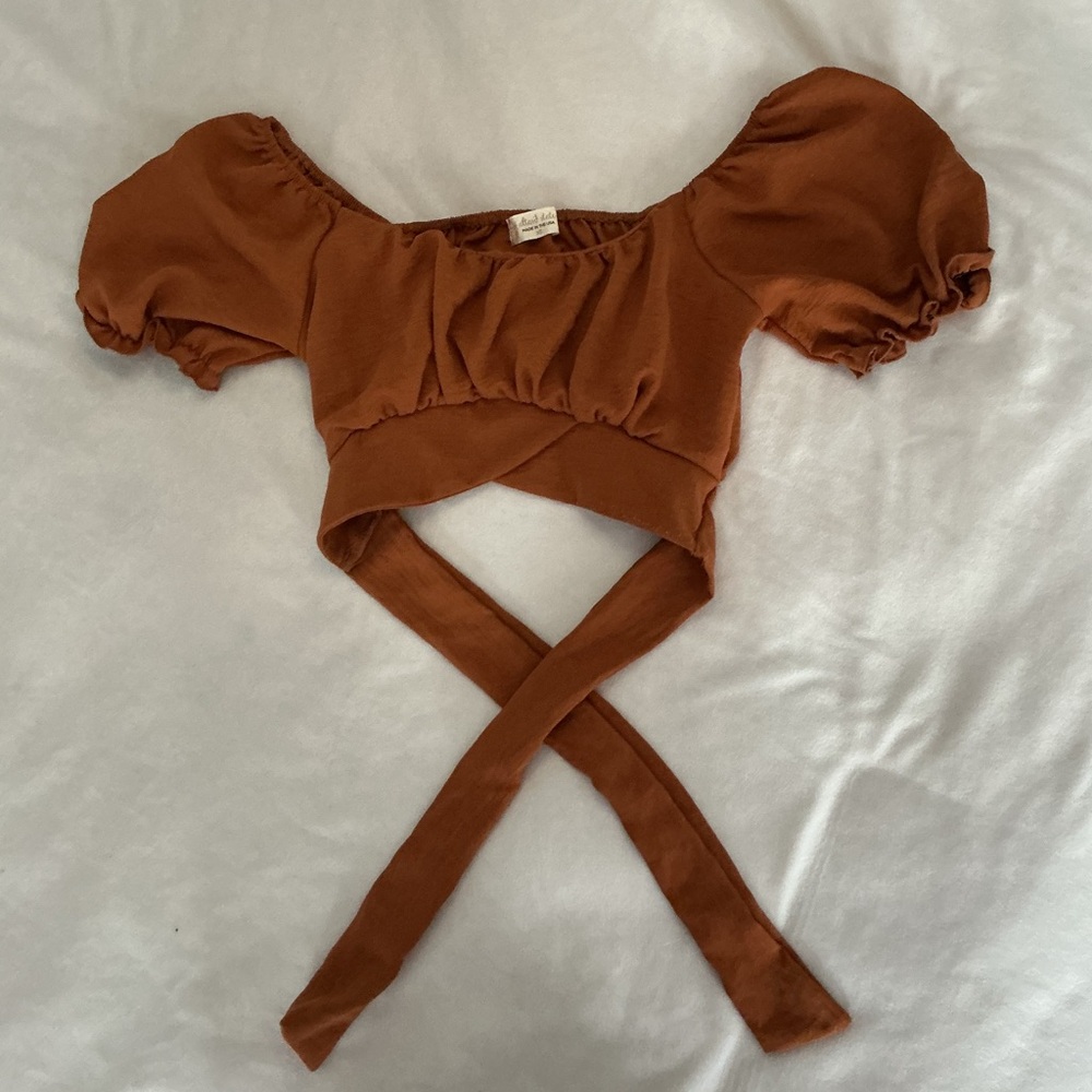 Altar'd State Puff Sleeve Crop Top - Deep Orange